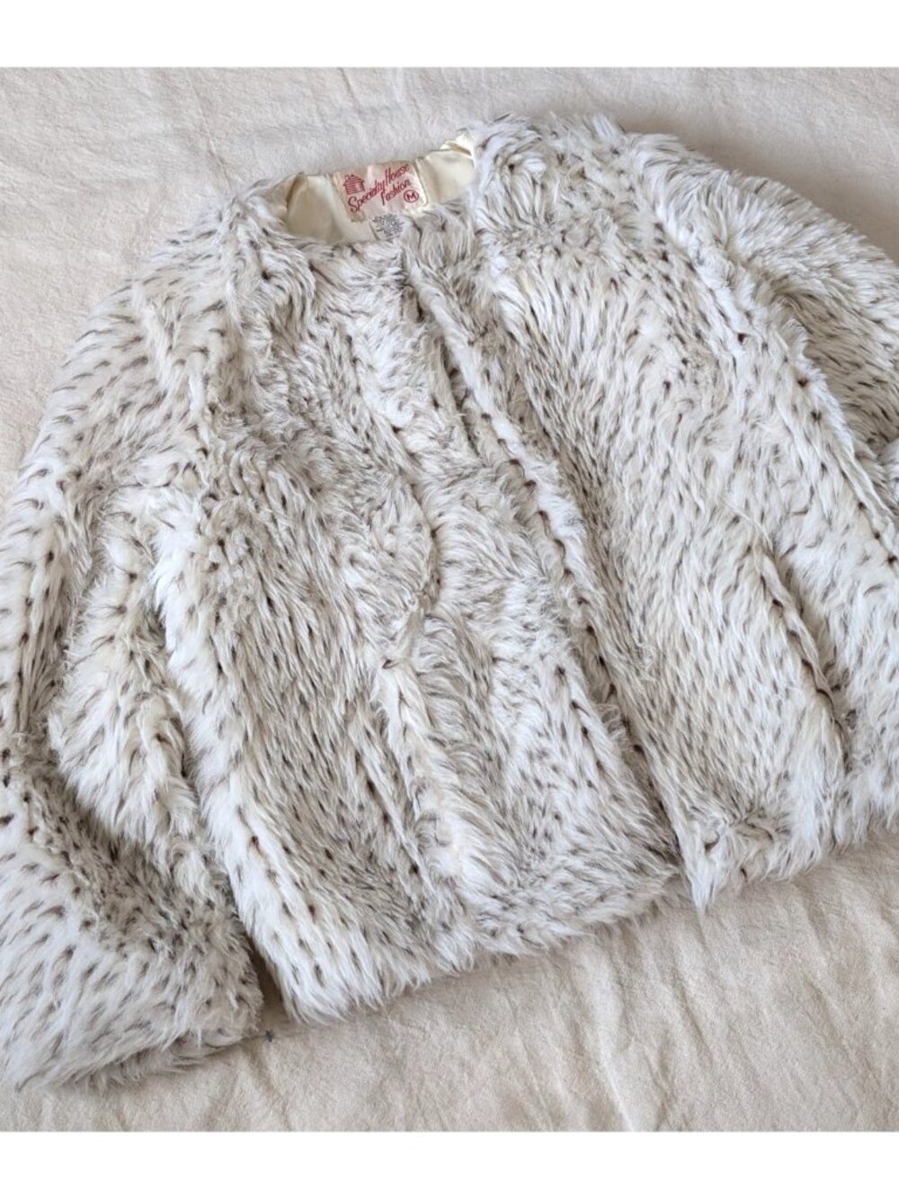 Vintage 60s 70s Deep Pile Shaggy Modacrylic Women's Fuzzy Boxy Jacket MD USA